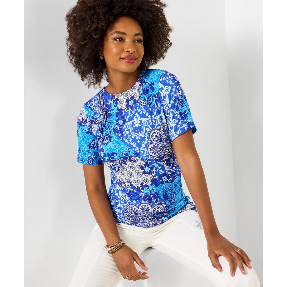 Jersey-Oberteil mit Knoten vorne und Wirbelmuster