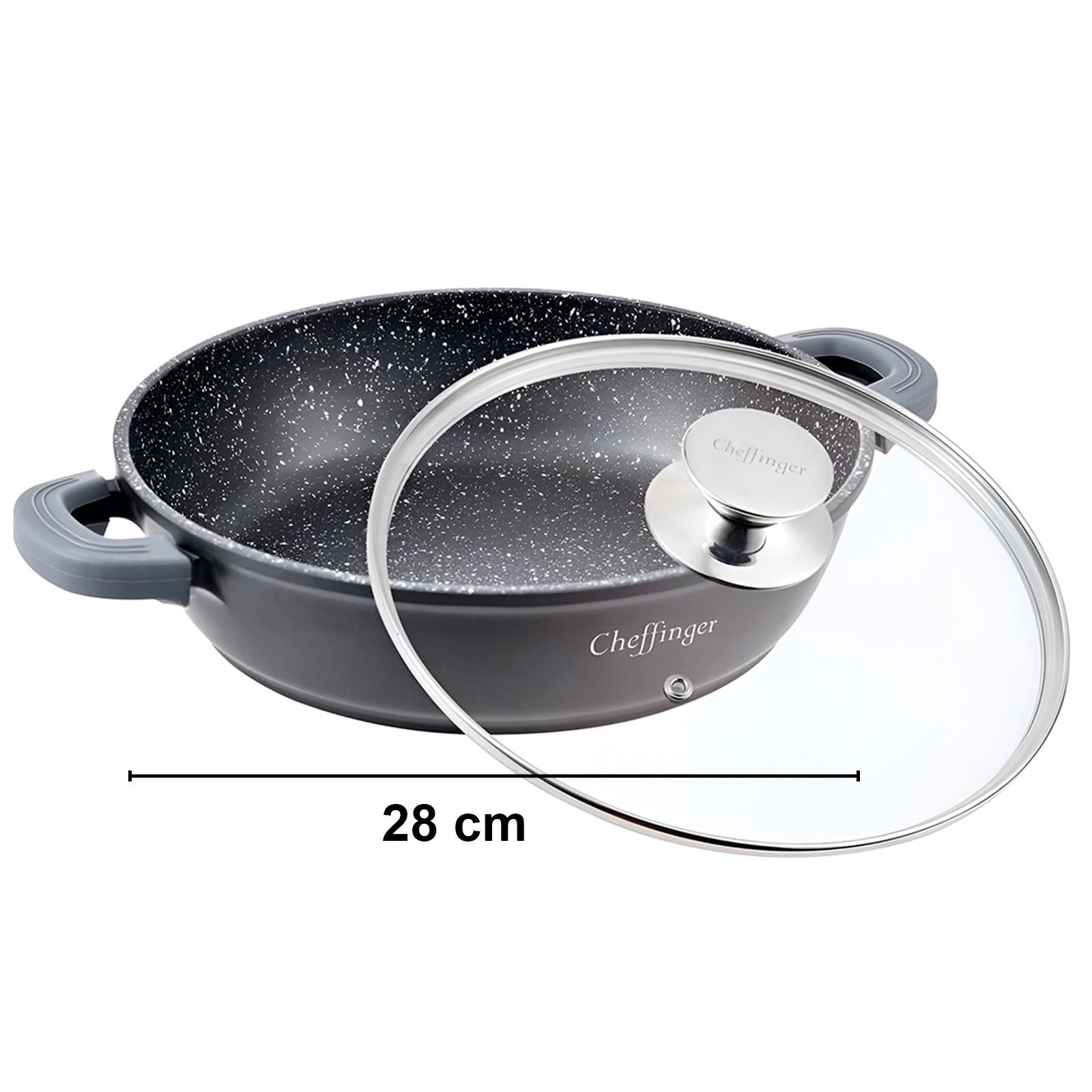 Cheffinger 24 cm Sauteuse mit Griffen und Deckel  