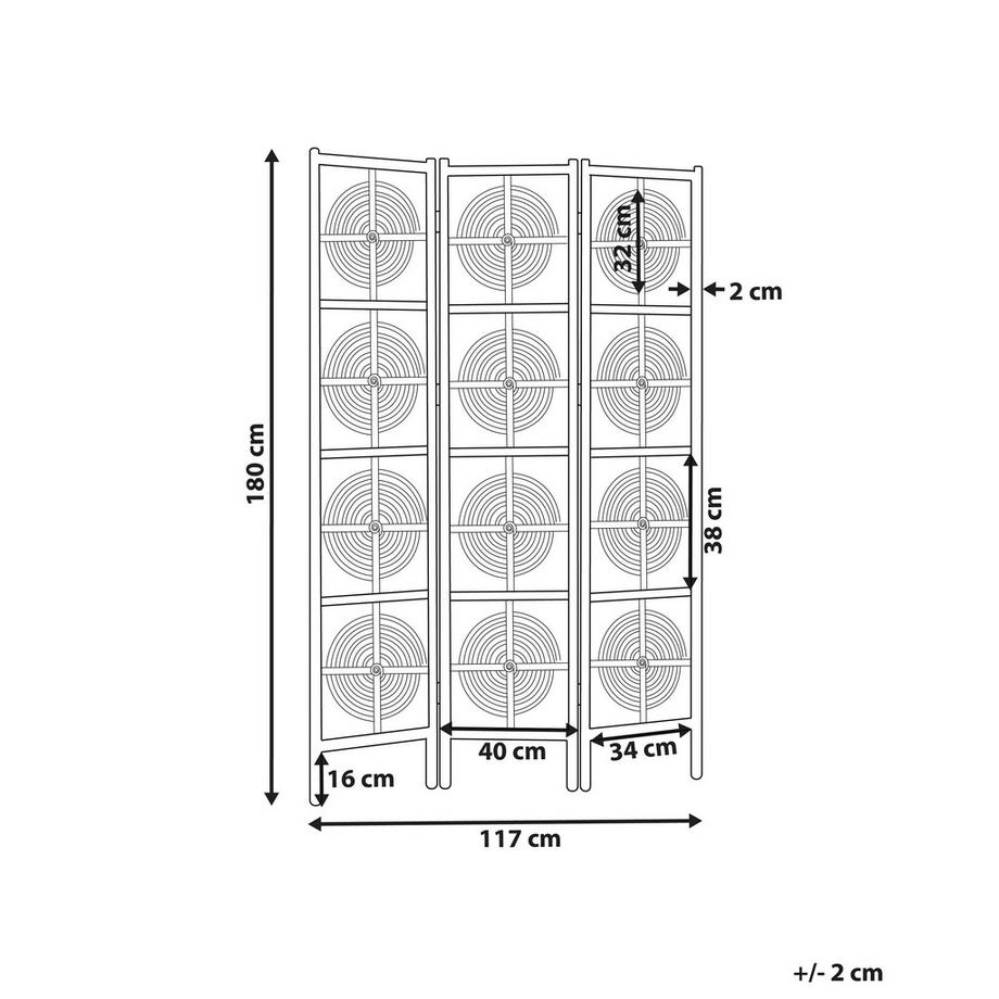 Beliani Divisorio per ambienti a 3 pannelli en Rattan Boho ALTAMURA  