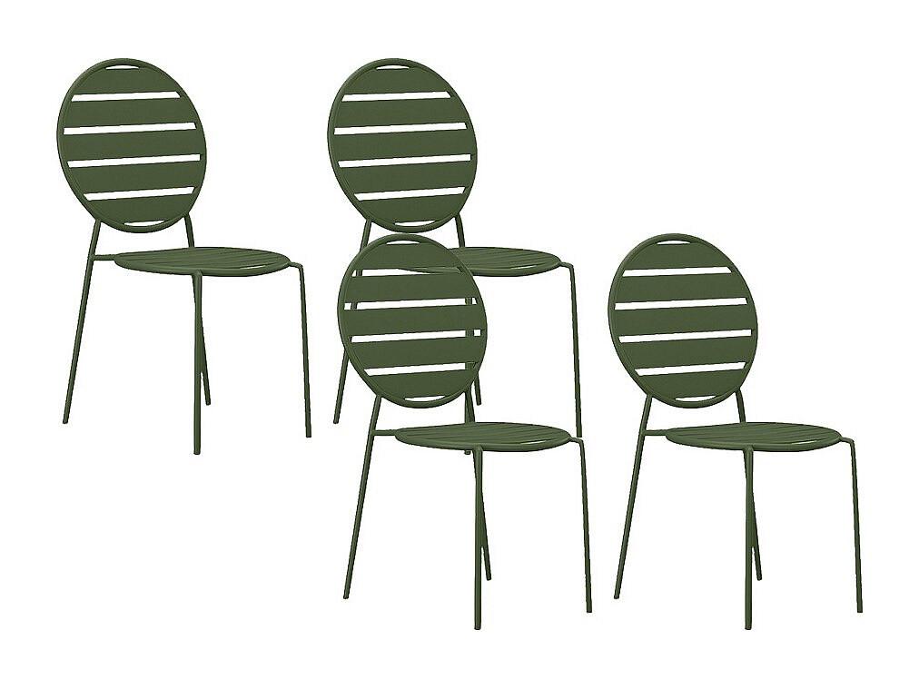 Vente-unique Gartenstuhl stapelbar 4er-Set - Metall - Kaki - MONTEFARO von MYLIA  