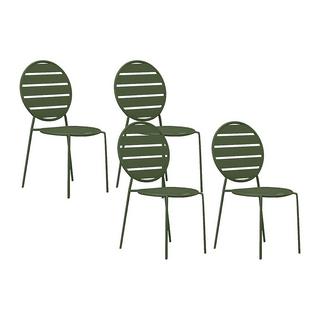 Vente-unique Gartenstuhl stapelbar 4er-Set - Metall - Kaki - MONTEFARO von MYLIA  