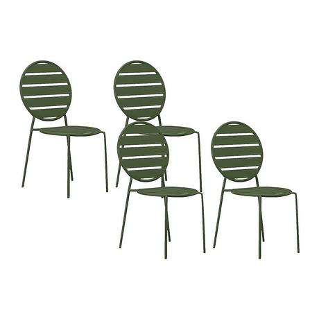 Vente-unique Gartenstuhl stapelbar 4er-Set - Metall - Kaki - MONTEFARO von MYLIA  