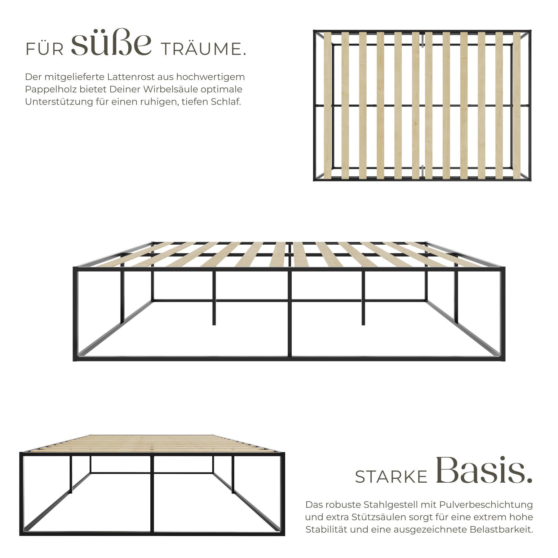 Tectake Letto Kyoto Struttura in Metallo con Rete a Doghe 250 kg  