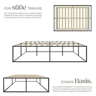 Tectake Letto Kyoto Struttura in Metallo con Rete a Doghe 250 kg  