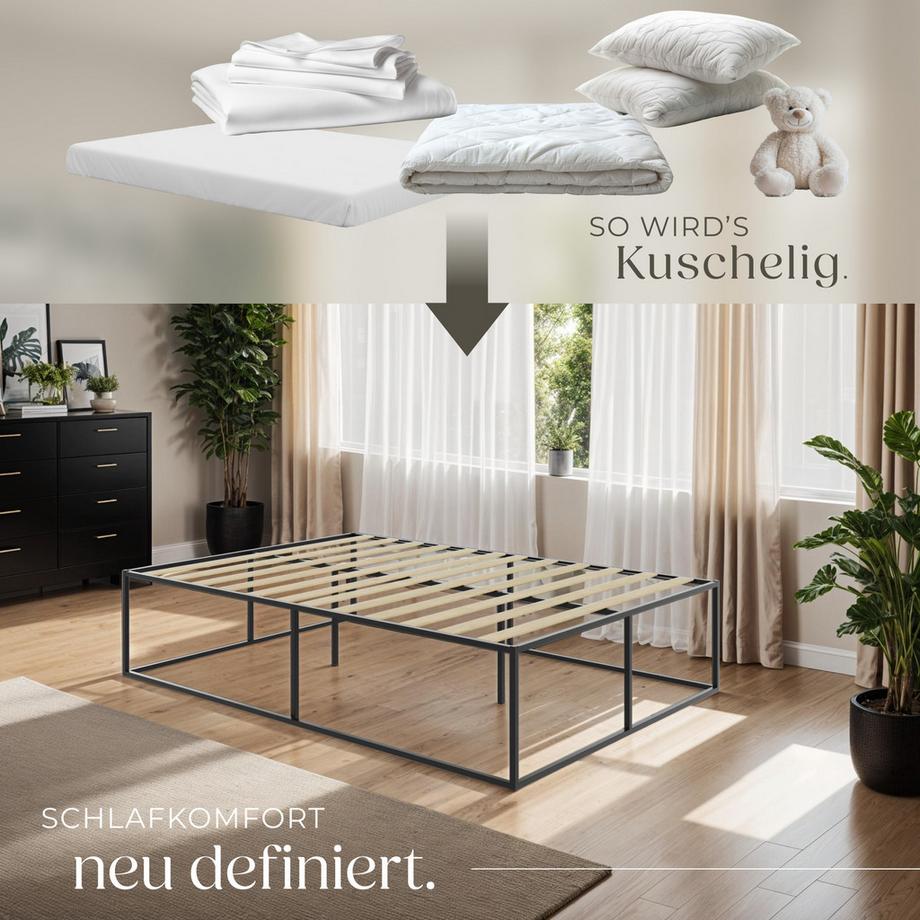 Tectake Cadre de lit KYOTO structure en acier robuste  