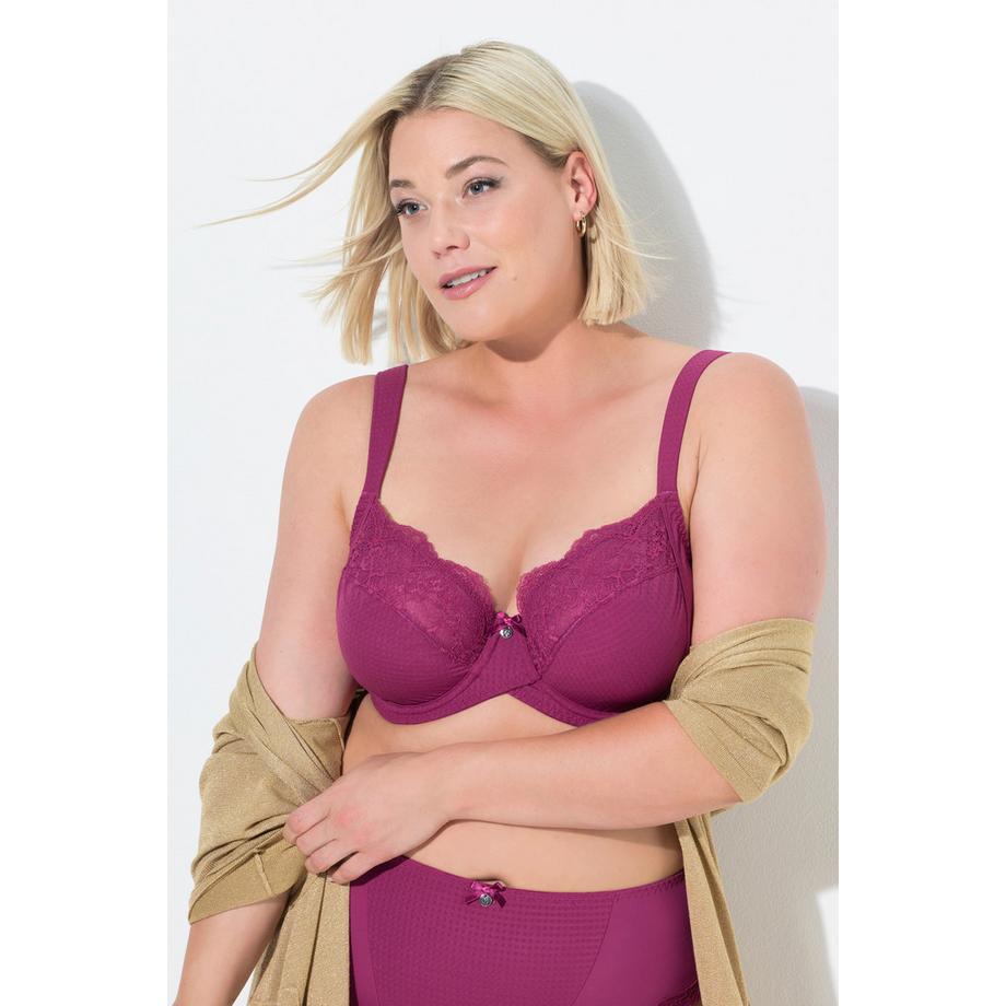 Ulla Popken Soutien-gorge à armatures Jacquard Dentelle Bonnets Souples  