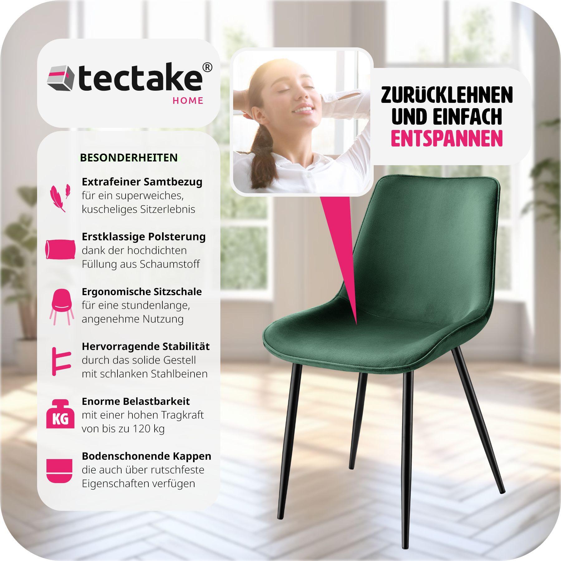 Tectake Lot de chaises de salle à manger Monroe aspect velours  