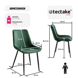 Tectake Lot de chaises de salle à manger Monroe aspect velours  