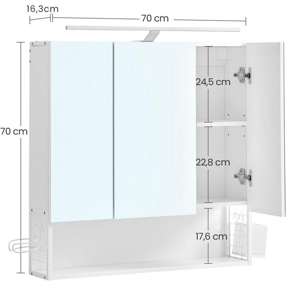 Songmics Armoire de salle de bain Armoire de toilette Éclairage LED  