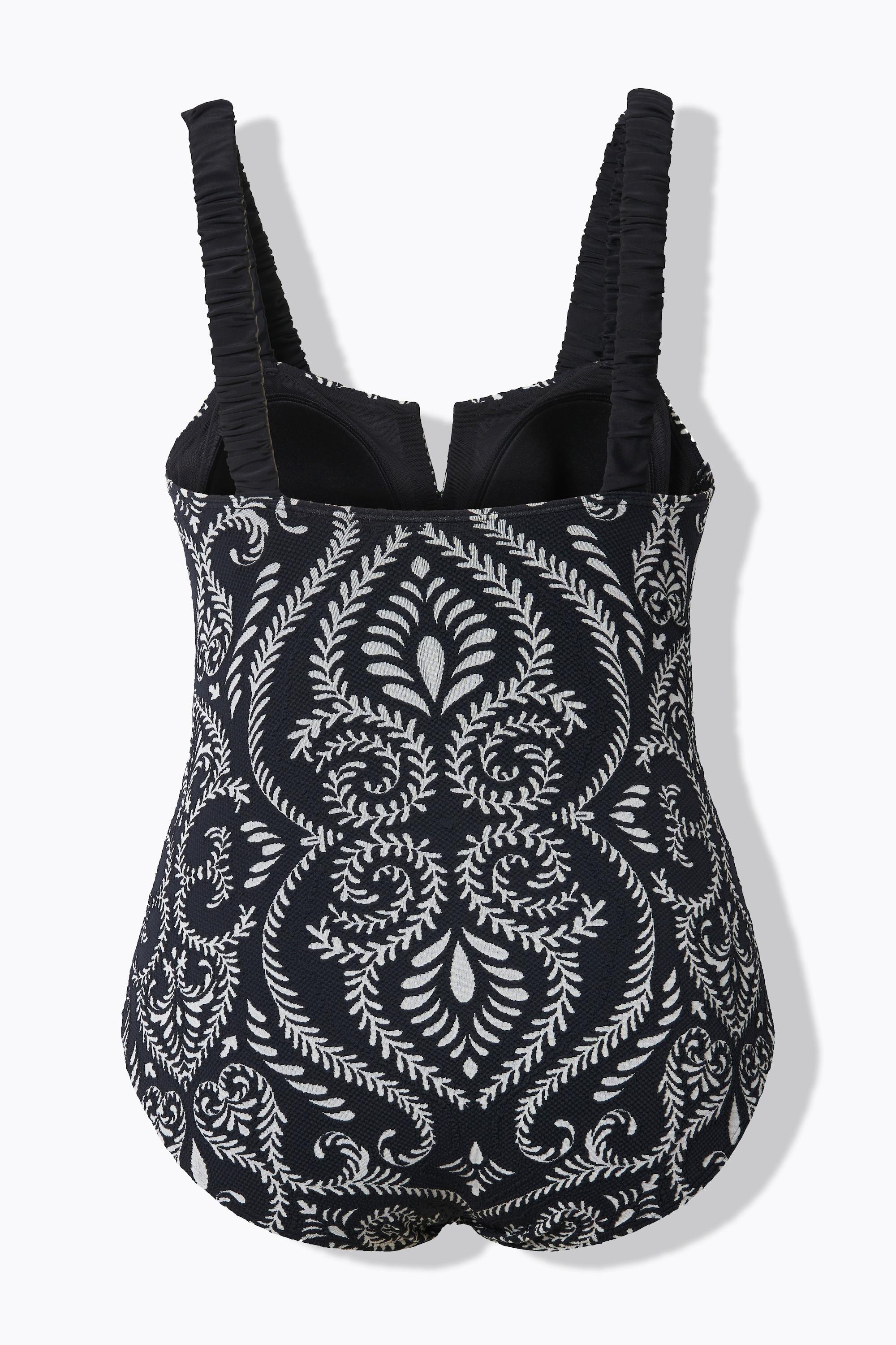 Ulla Popken Costume da bagno Paisley Arricciatura Coppe morbide  