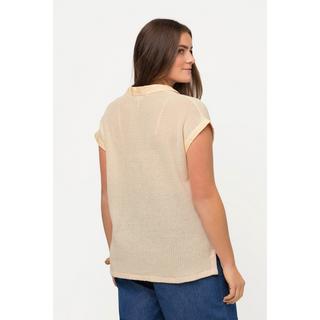 Ulla Popken Maglione Polo Mezza Manica Maglia Traforata  