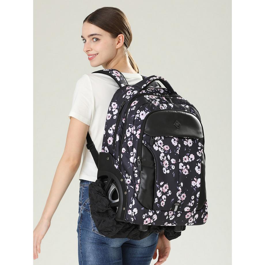 Aoking Sac à dos à roulettes à motif floral  