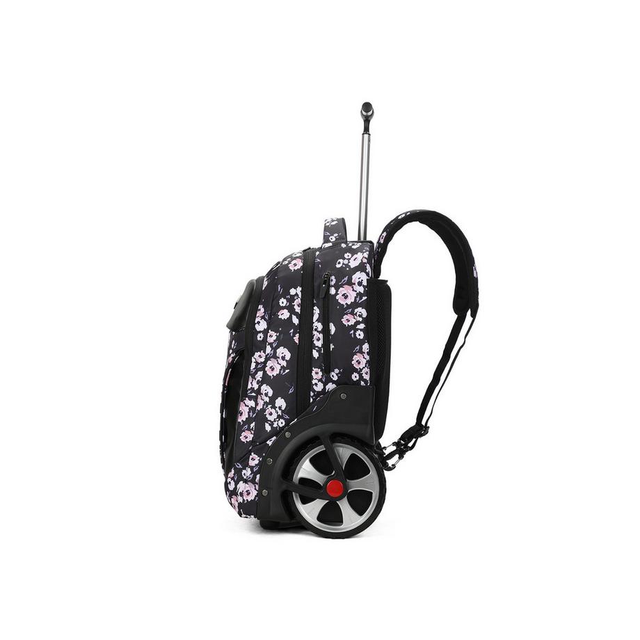 Aoking Sac à dos à roulettes à motif floral  