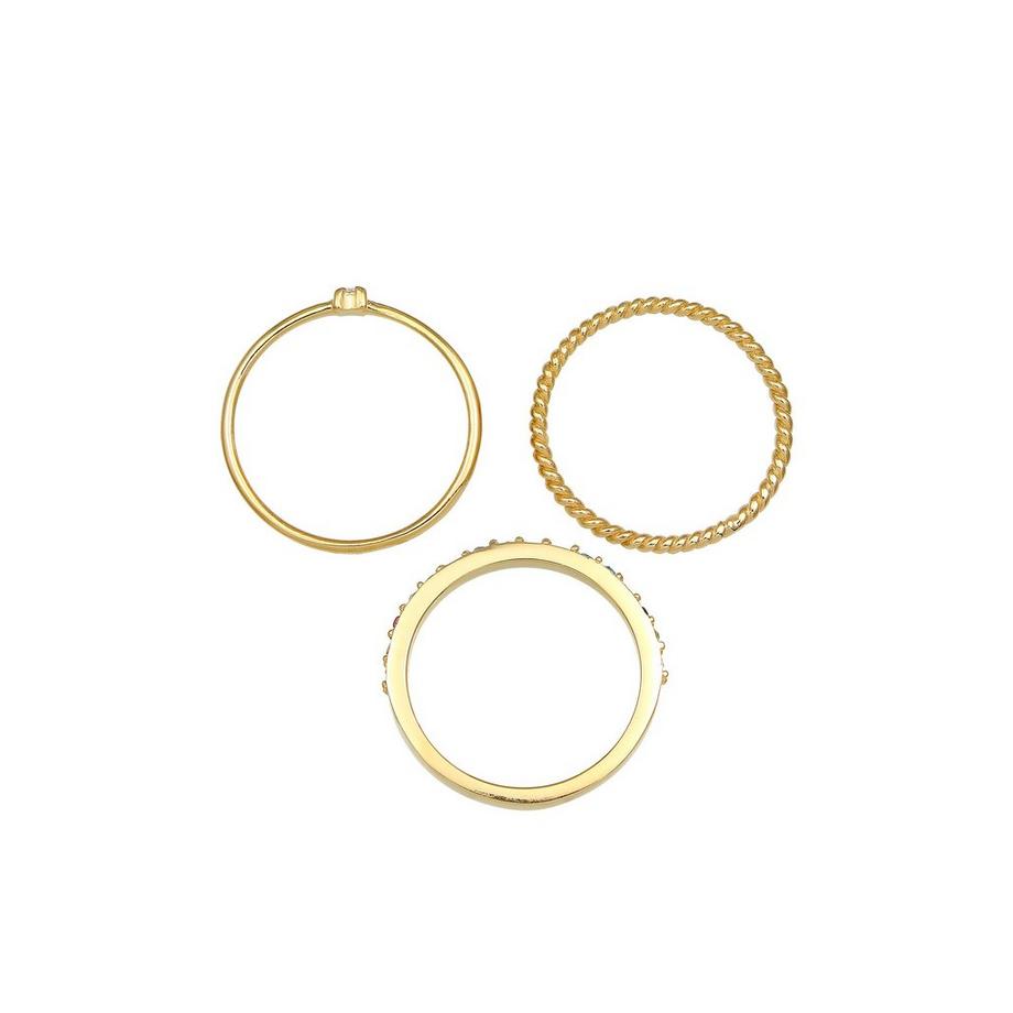 Elli  Ring 3Er Set Regenbogen Kristalle 