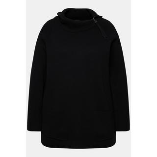 Ulla Popken  Pullover, Stehkragen, Zipper, Taschen, Raglan-Langarm 