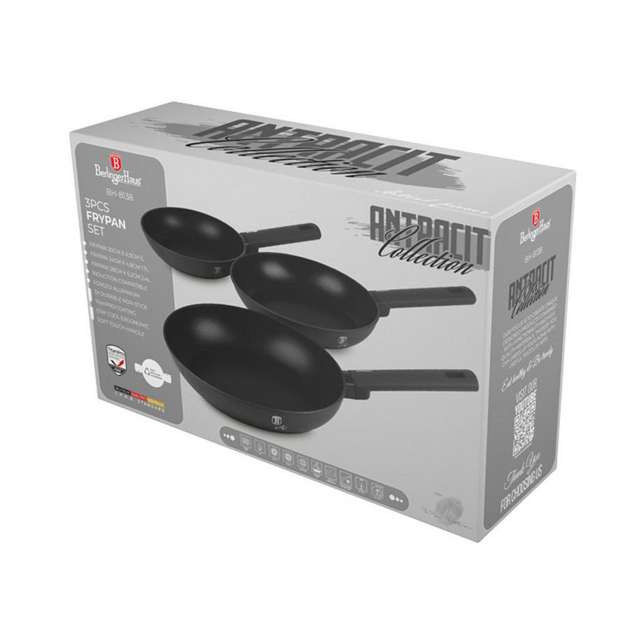 Berlinger Haus Bratpfannen 3-teiliges Set matt Anthracite Collection  