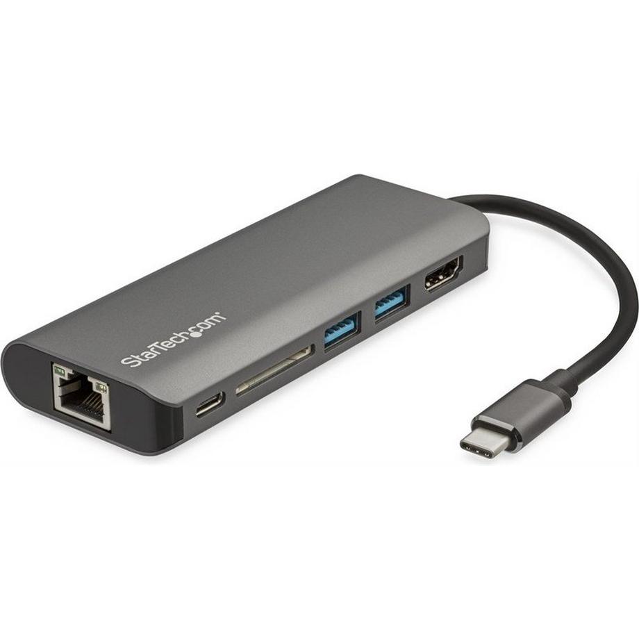StarTech.com USB-C Multiport Adapter - USB-C Reisedock auf 4k HDMI, 3x USB 3.0 Hub, SD/SDHC, GbE, 60W PD 3.0 Pass-Through - USB Typ-C/Thunderbolt 3 - Ersetzt DKT30CSDHPD