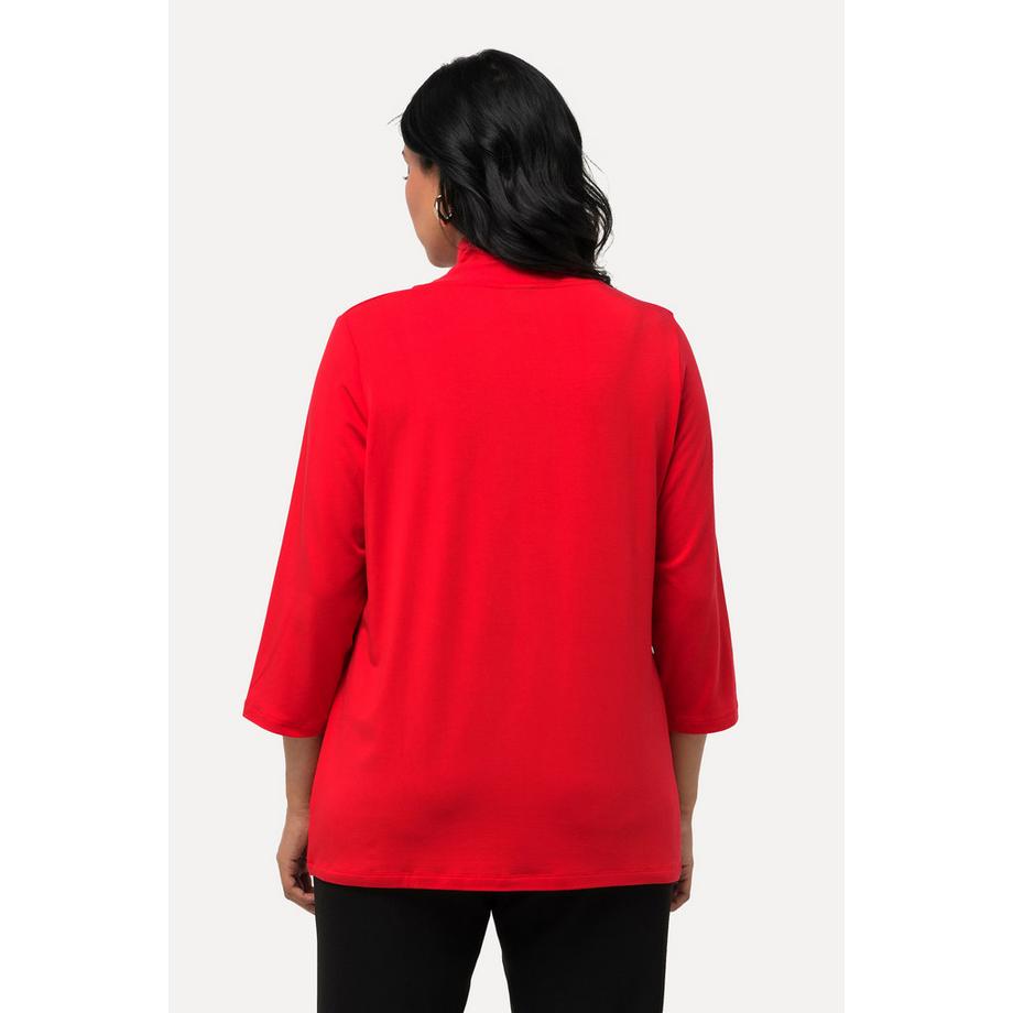 Ulla Popken Lyocell Wasserfall Ausschnitt 3/4 Arm Shirt  