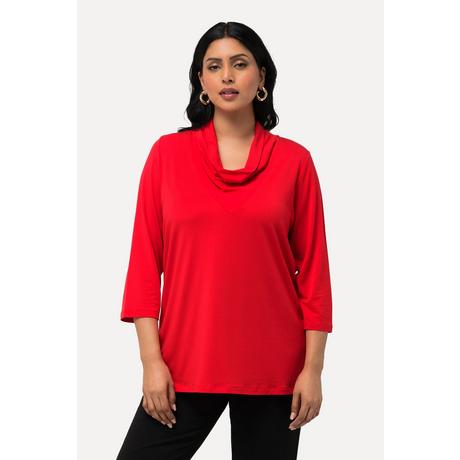 Ulla Popken  Shirt, Lyocell, Wasserfall-Ausschnitt, 3/4-Arm 