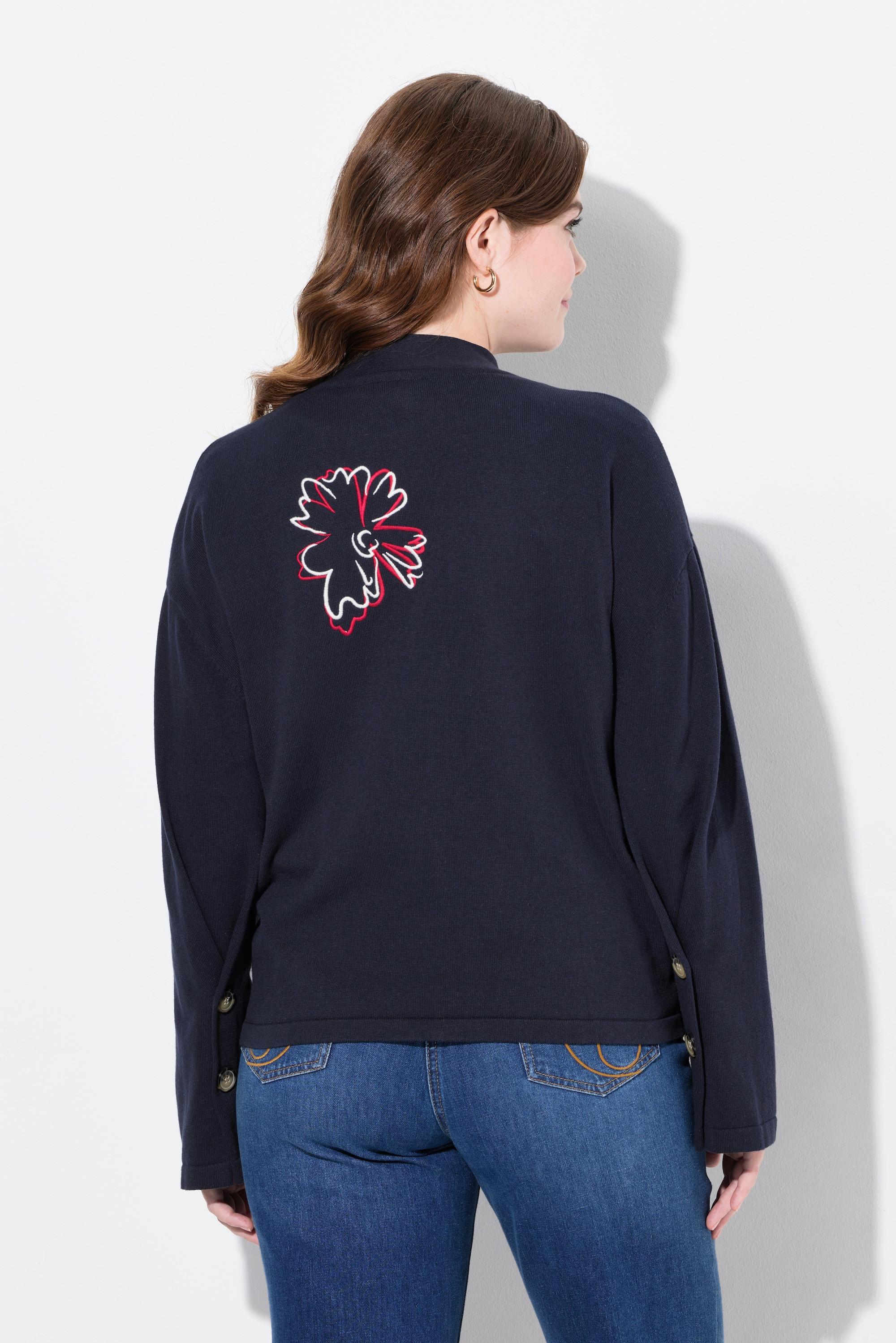 Ulla Popken Gilet Brodé Encolure V Manches Longues  