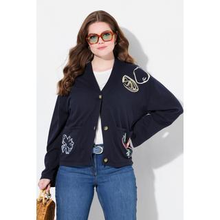 Ulla Popken Gilet Brodé Encolure V Manches Longues  