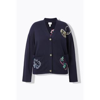 Ulla Popken Gilet Brodé Encolure V Manches Longues  