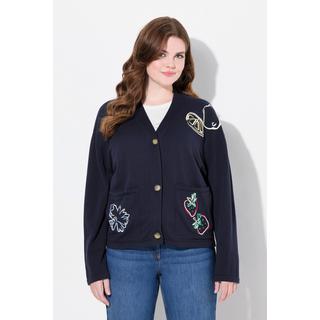 Ulla Popken Gilet Brodé Encolure V Manches Longues  