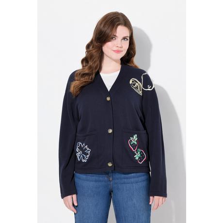 Ulla Popken Gilet Brodé Encolure V Manches Longues  