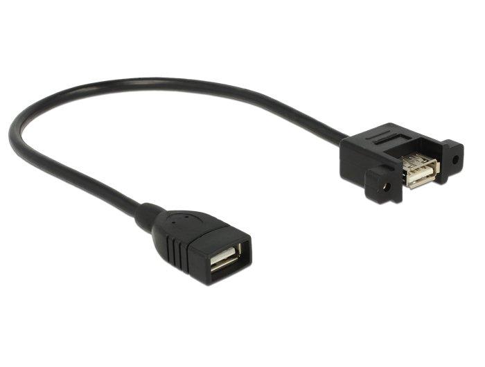 DeLock  0.25m 2xUSB2.0-A câble USB 0,25 m USB 2.0 USB A Noir 