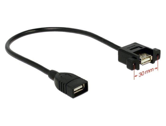 DeLock  0.25m 2xUSB2.0-A câble USB 0,25 m USB 2.0 USB A Noir 