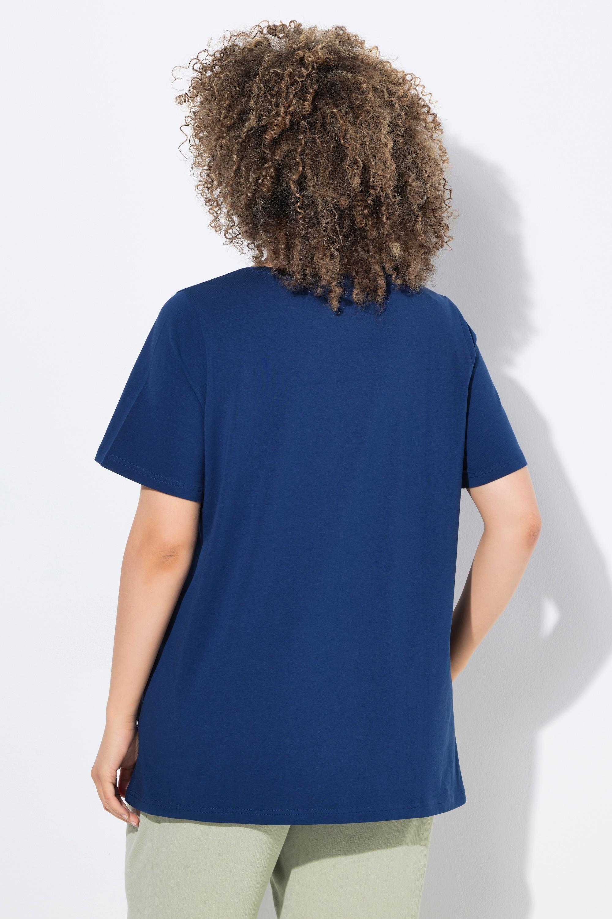 Ulla Popken T-shirt A-Line Scollo a V Mezze Maniche a Campana  