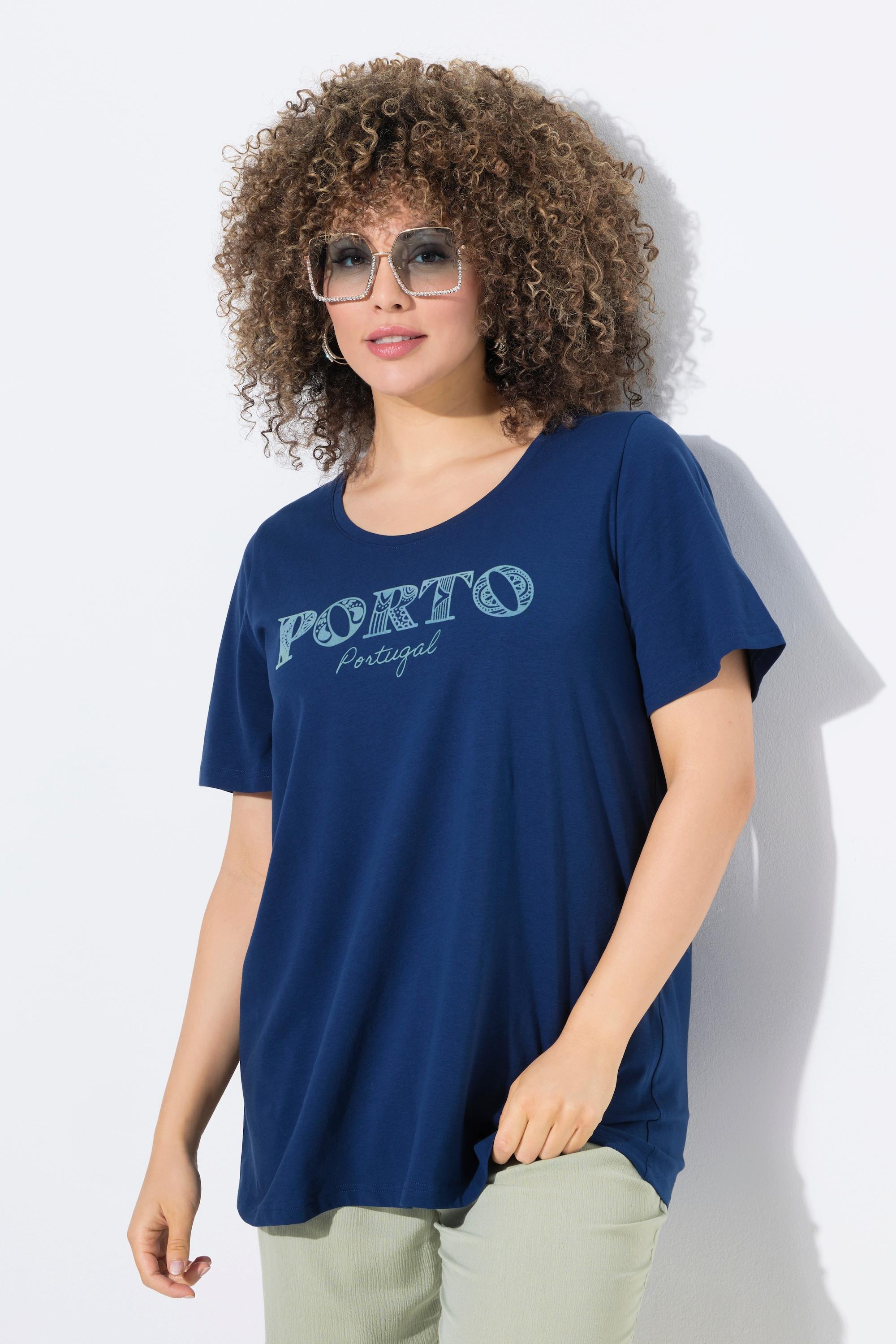 Ulla Popken T-shirt A-Line Scollo a V Mezze Maniche a Campana  