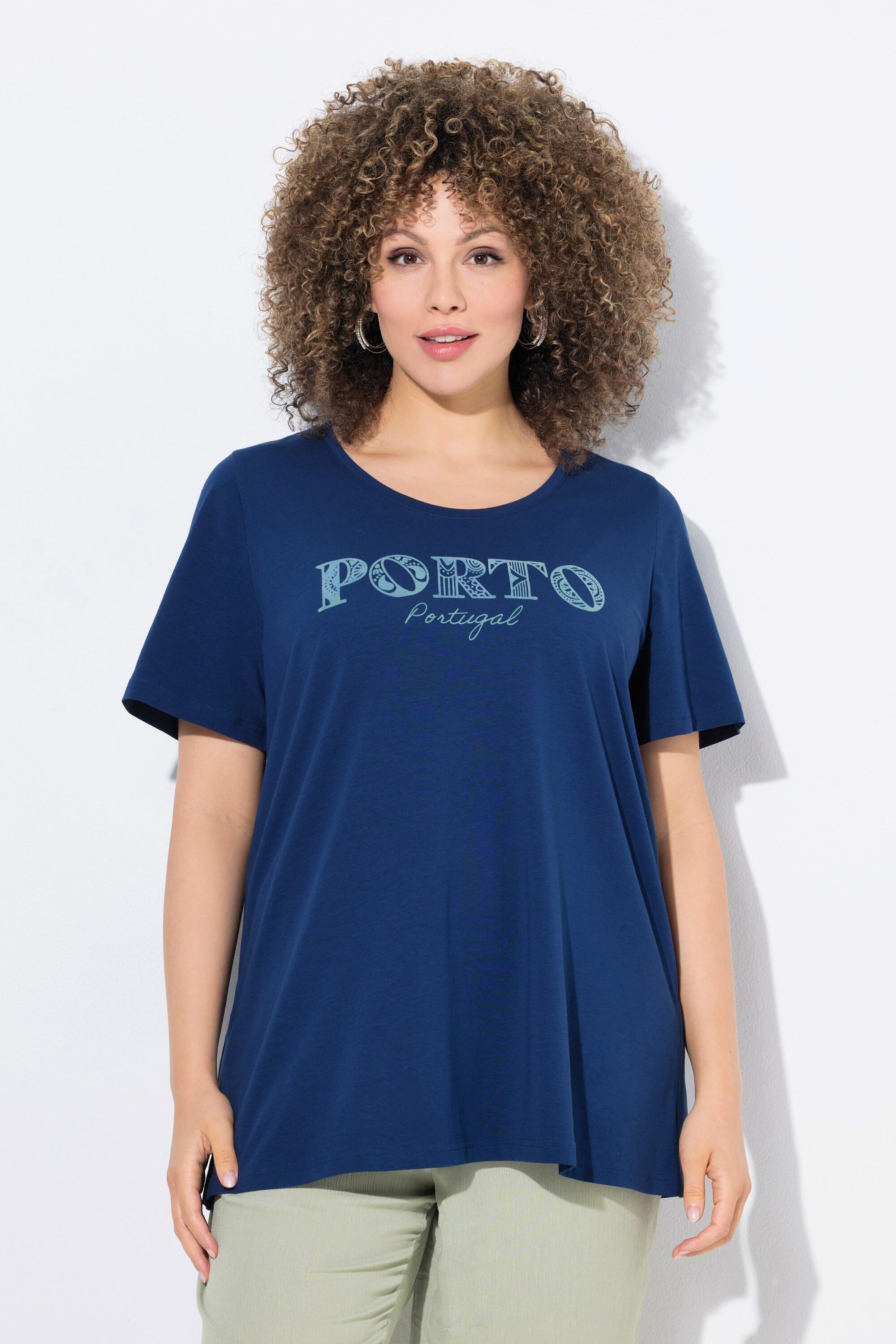 Ulla Popken T-shirt A-Line Scollo a V Mezze Maniche a Campana  