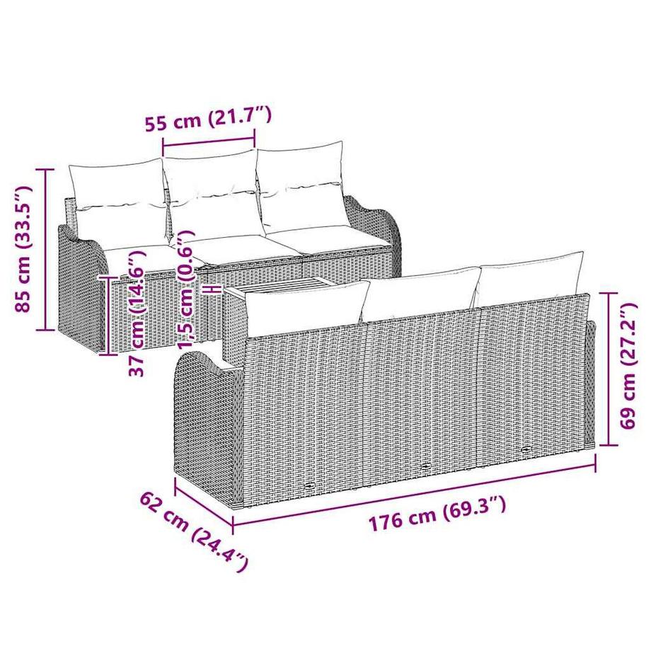 VidaXL Mobilier de jardin poly rattan  