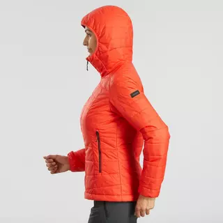 FORCLAZ Wattierte Jacke Bergtrekking MT100 Kapuze Komfort bis -5 °C Damen korallrot  Rot