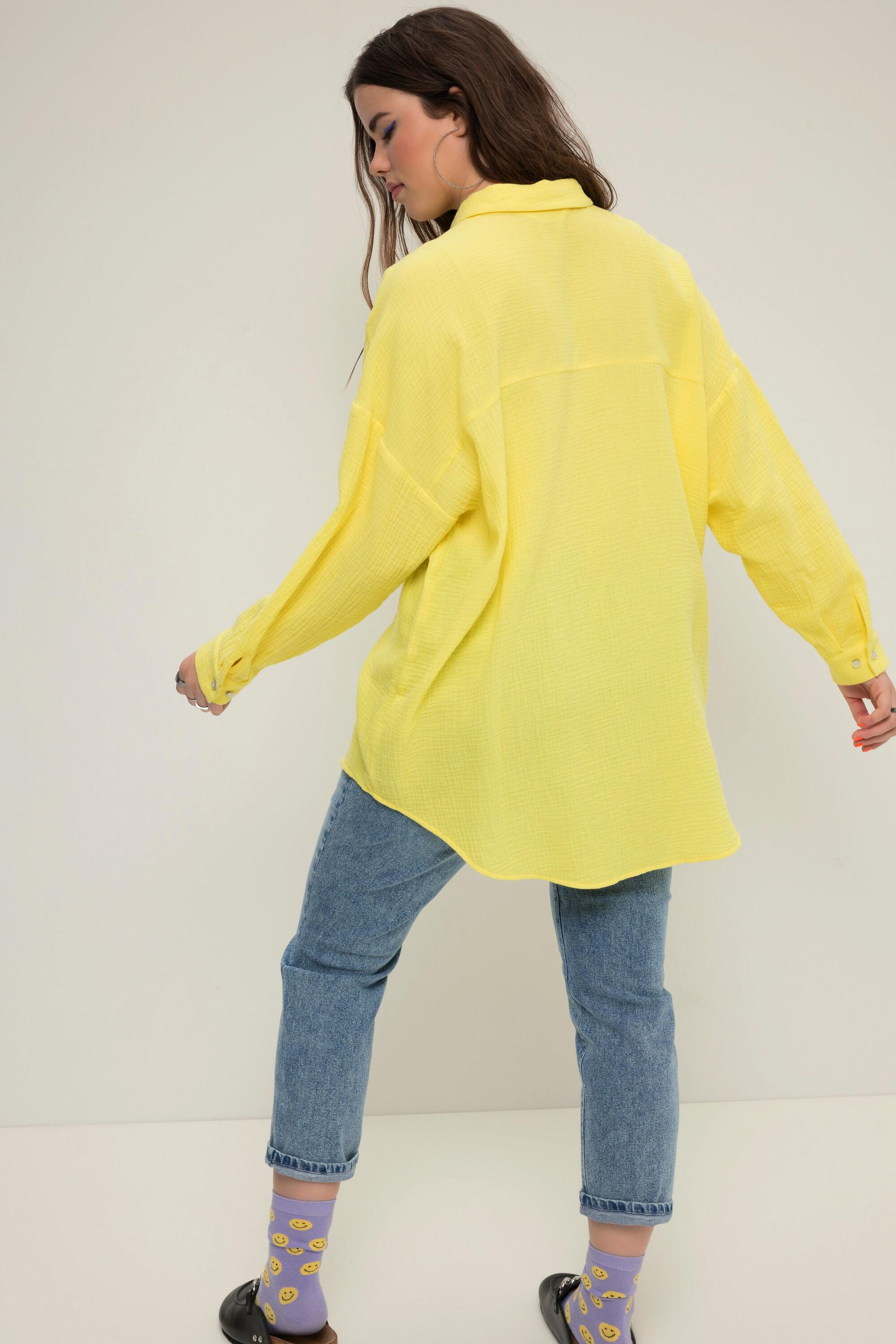 Studio Untold  Musselin Bluse, oversized, Hemdkragen, Langarm 