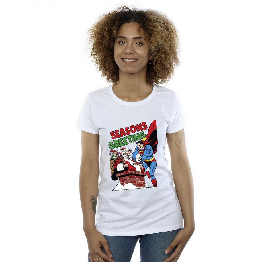 DC COMICS Seasons Greeting Superman Weihnachtsmann T-Shirt  