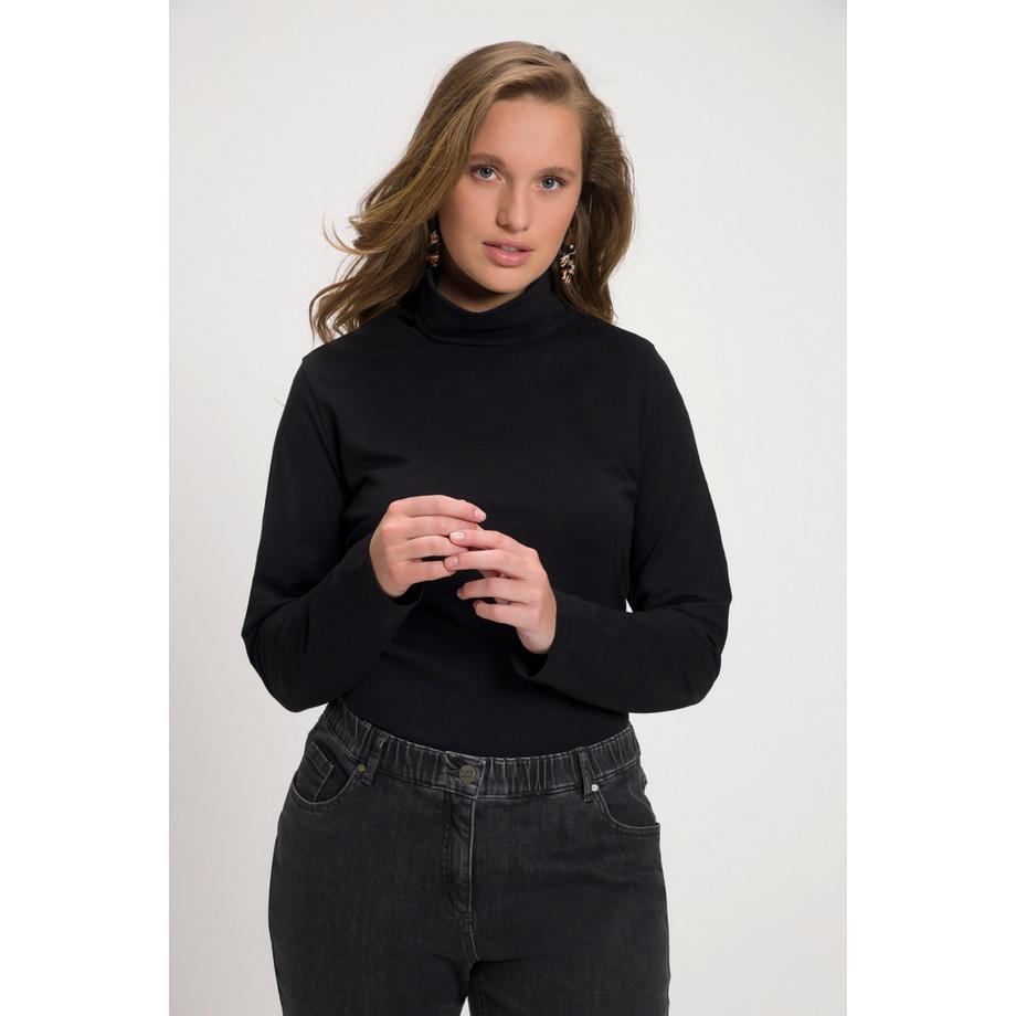 Ulla Popken Rollkragen Slim Langarm Shirt Biobaumwolle  