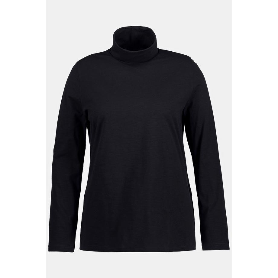 Ulla Popken Rollkragen Slim Langarm Shirt Biobaumwolle  