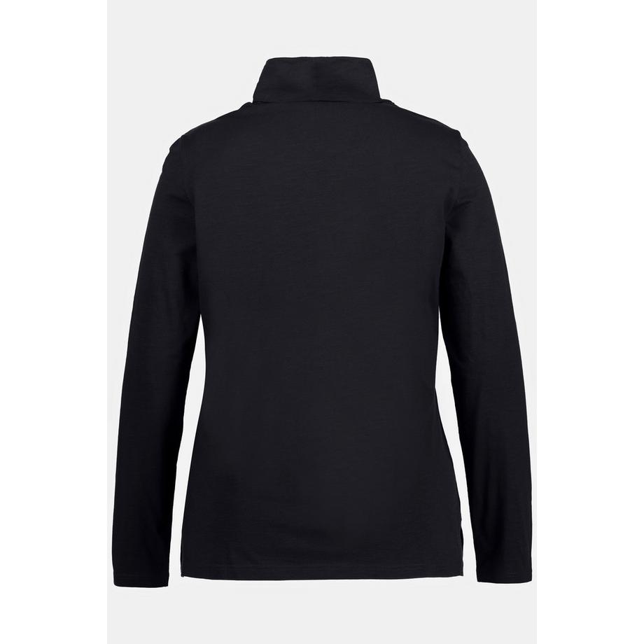 Ulla Popken Rollkragen Slim Langarm Shirt Biobaumwolle  