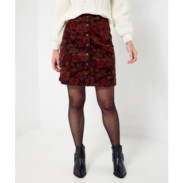 Herbstlich bedruckter Cord-Minirock