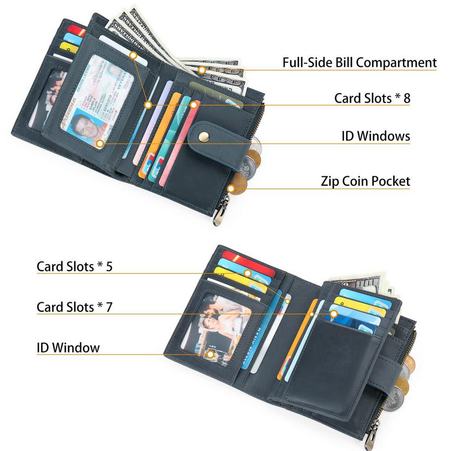 Only-bags.store  Geldbörse aus echtem Leder - RFID-Schutz - 15 Kartenfächer 