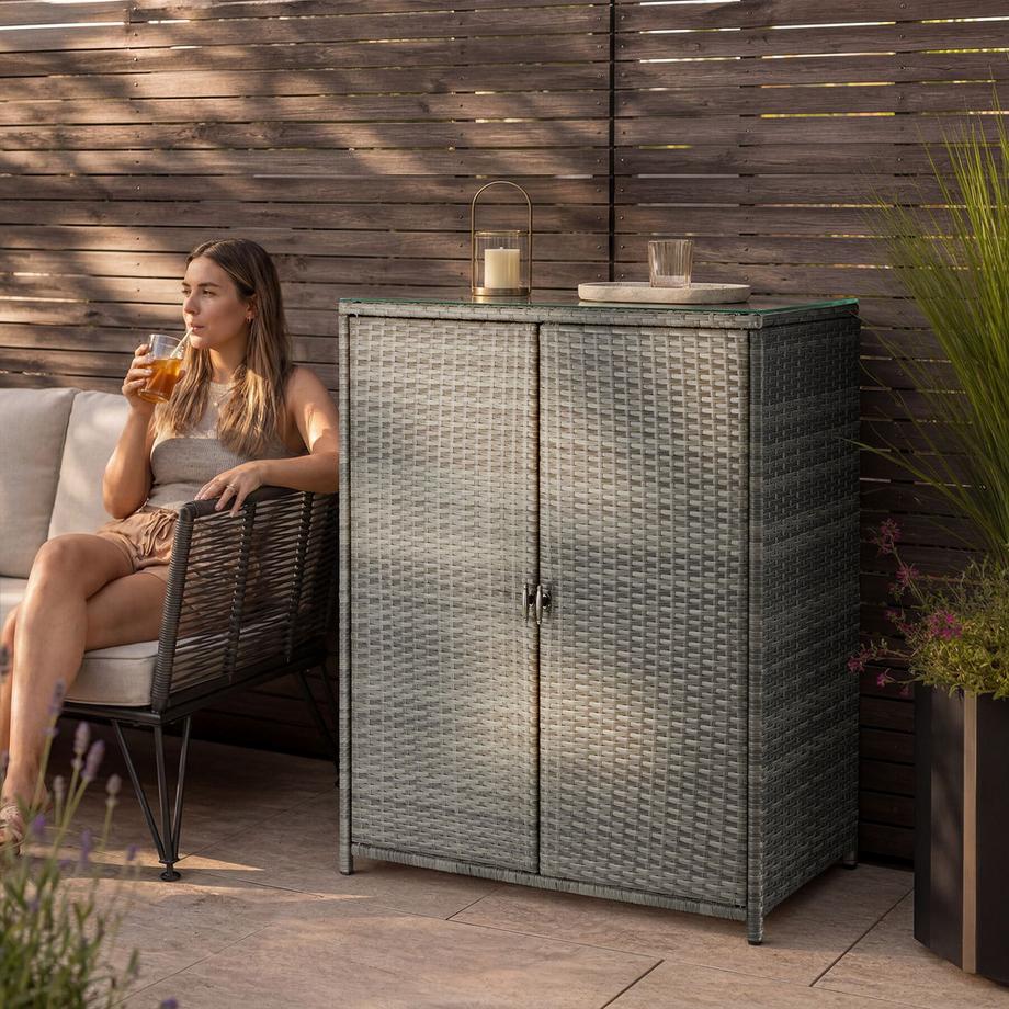 Tectake Armadietto da giardino in alluminio Monza resistente alle intemperie e ai raggi UV  