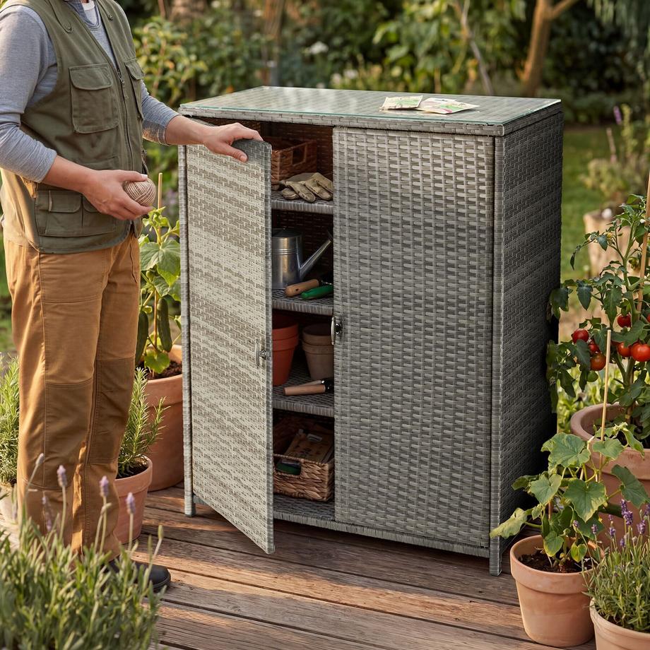 Tectake Armadietto da giardino in alluminio Monza resistente alle intemperie e ai raggi UV  