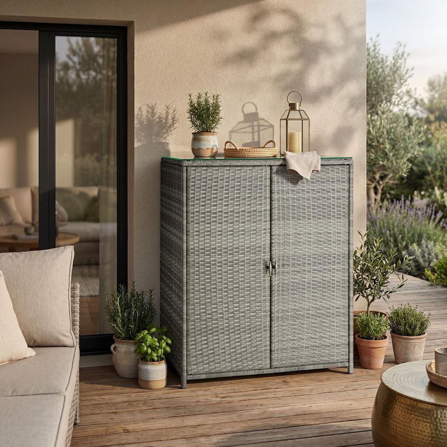 Tectake Armadietto da giardino in alluminio Monza resistente alle intemperie e ai raggi UV  