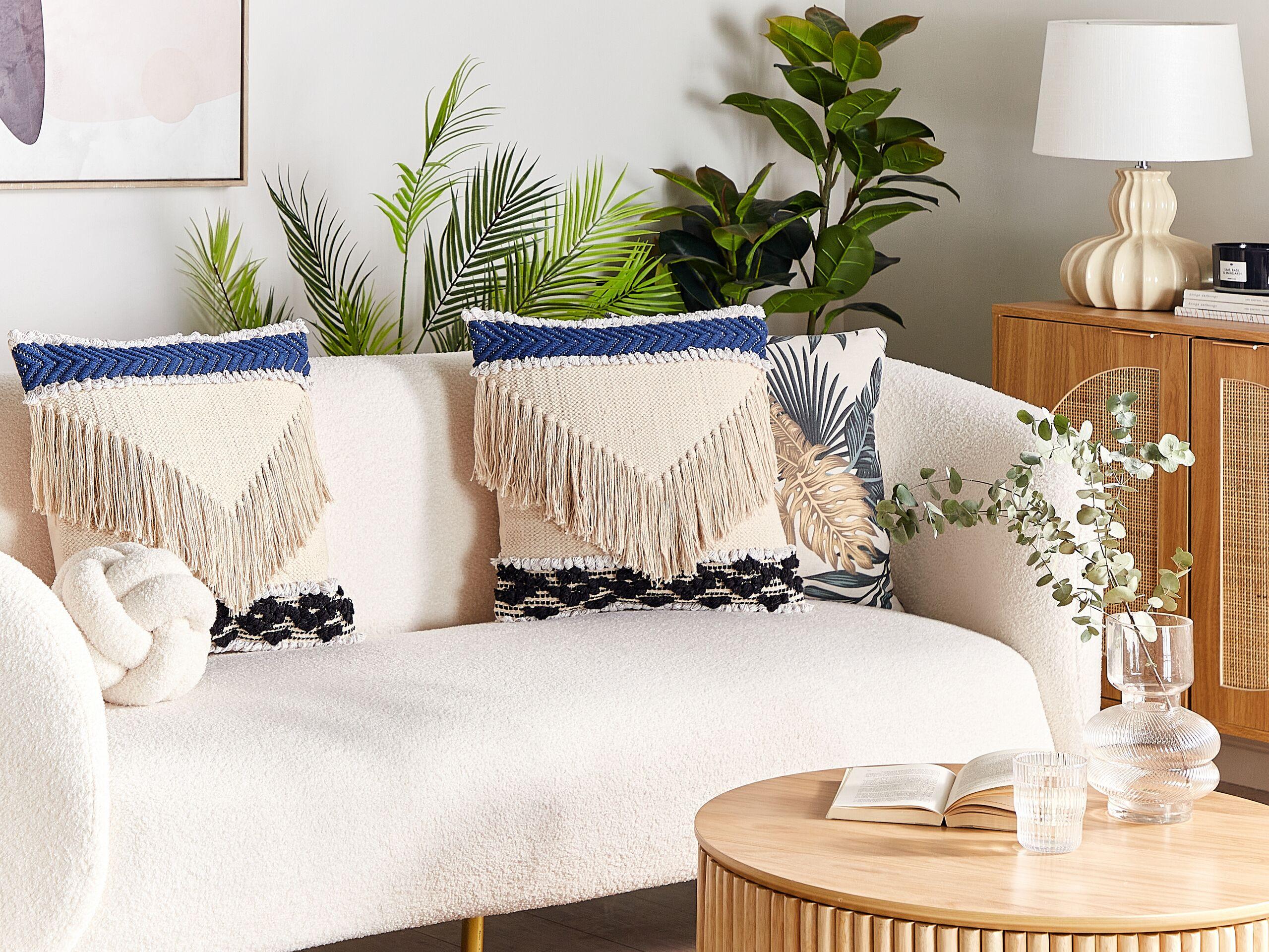 Beliani Lot de 2 coussins décoratifs en Coton Boho SOFCA  