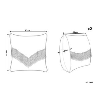 Beliani Lot de 2 coussins décoratifs en Coton Boho SOFCA  