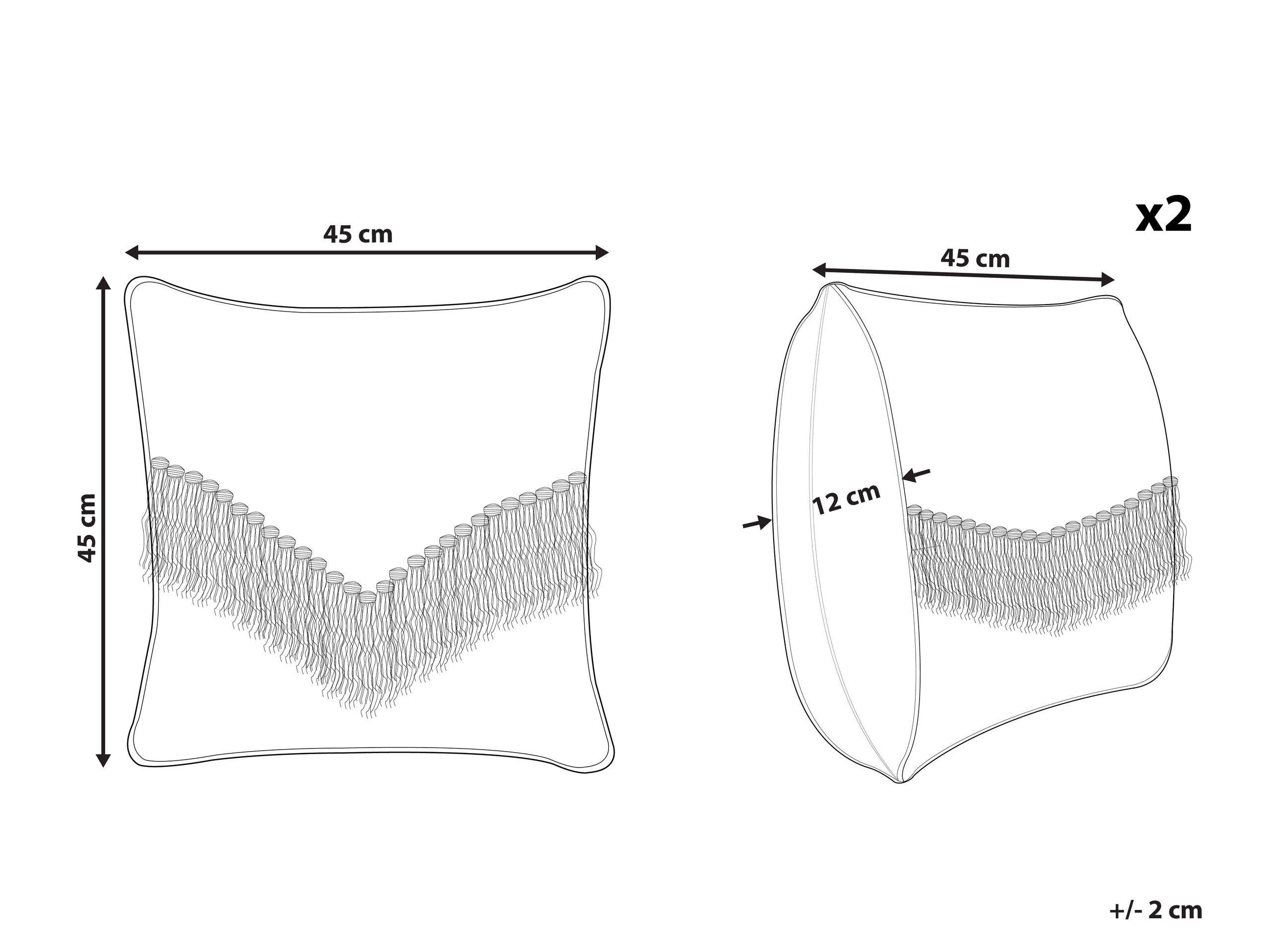 Beliani Lot de 2 coussins décoratifs en Coton Boho SOFCA  