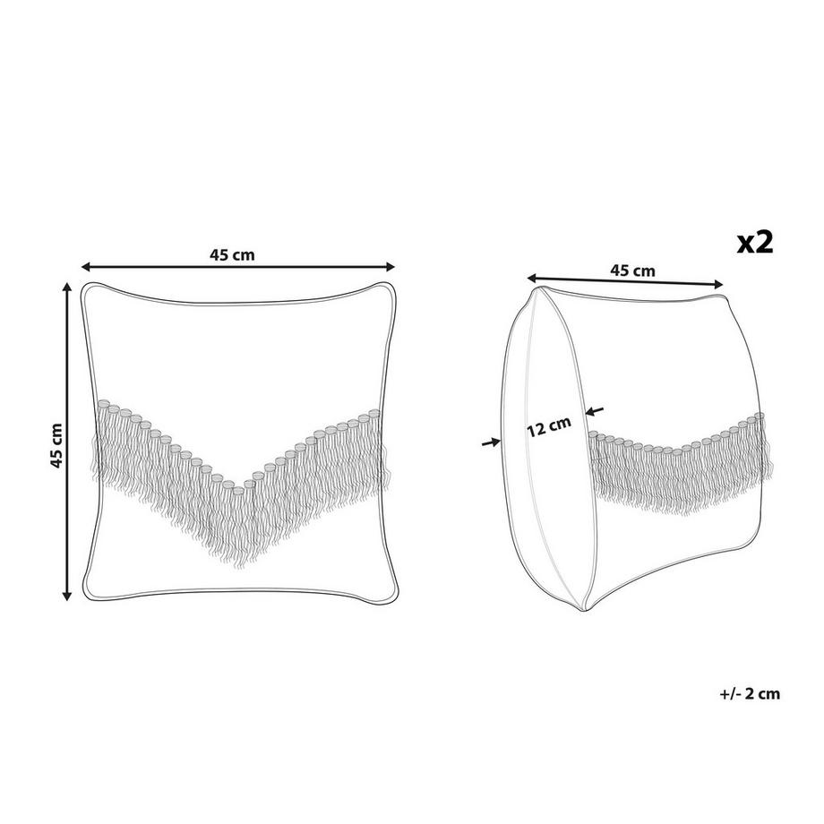 Beliani Lot de 2 coussins décoratifs en Coton  SOFCA  