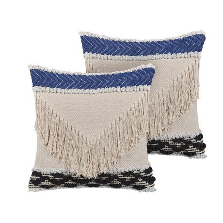 Beliani Lot de 2 coussins décoratifs en Coton Boho SOFCA  